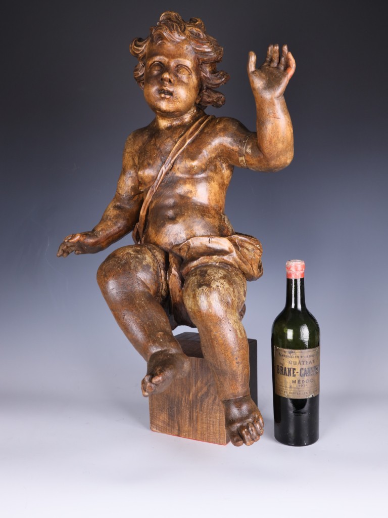 Large Italian Carved Wooden Putto Cherub Figure | Late 18th Century Ecclesiastic