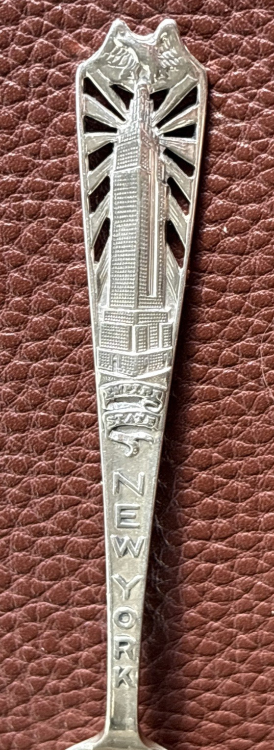 Empire State Building 1939 Worlds Fair New York 5.1″ Sterling Souvenir Spoon 17g