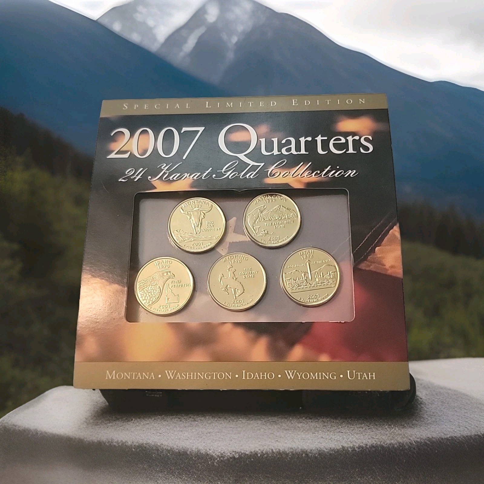 2007 24 KARAT GOLD COLLECTION UNCIRCULATED QUARTERS SET OF FIVE “RARE”