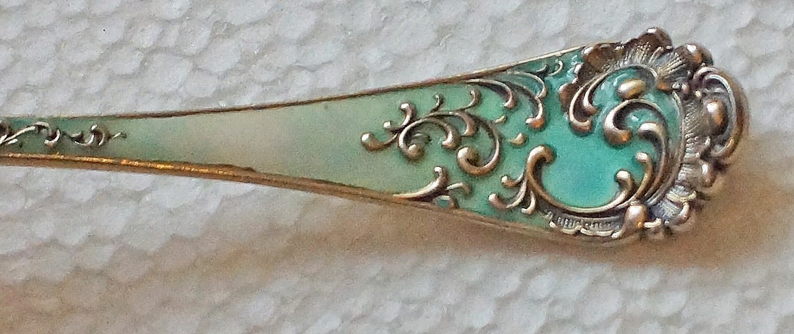 Shiebler Enameled Sterling SERVING SPOON MAITENON 1895 EXCELLENT NO MONO 56g