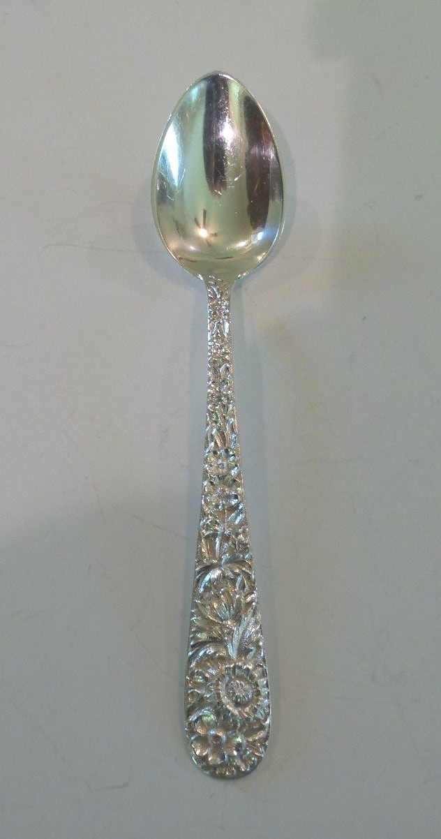 S. KIRK & SON “REPOUSSE” STERLING SILVER TEASPOON, 30 grams, NO MONOGRAM