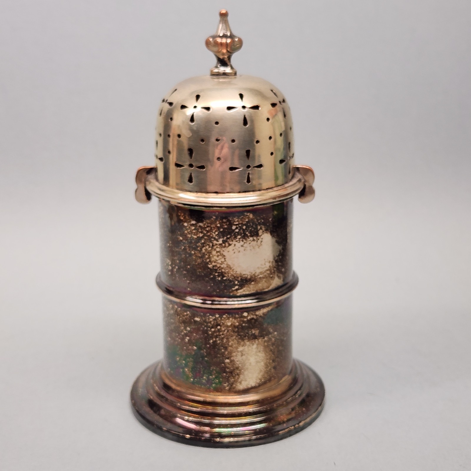 Antique Muffineer Shaker / Sugar Caster – Silverplate Copper (6.75″ Tall)