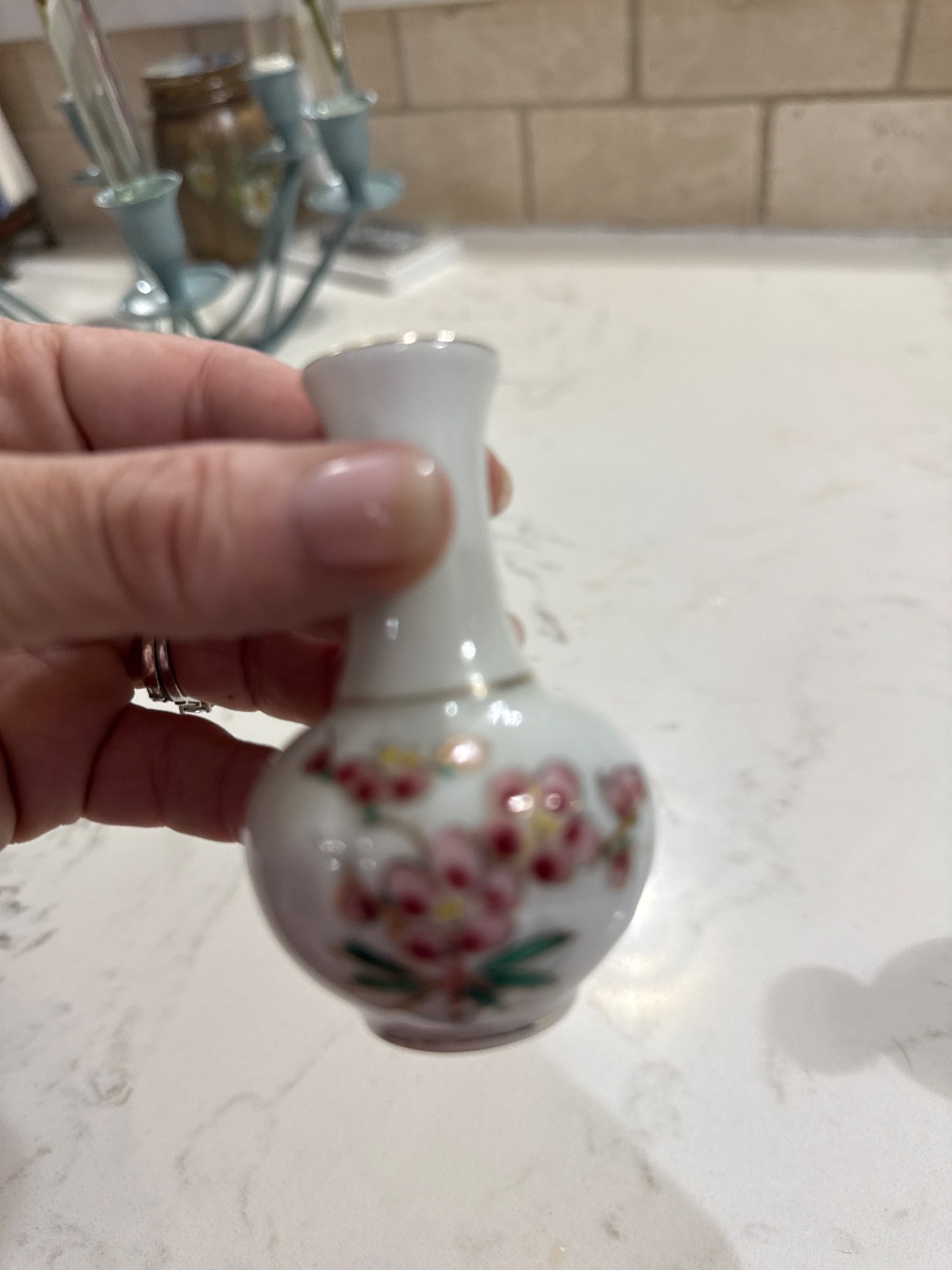 Rare Set Of 4 Mini-Porcelain Flower Vases