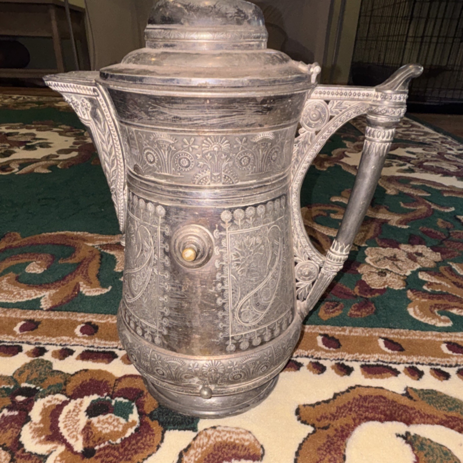Forbes Silver Co. Aesthetic Silverplate Coffee Pot w/ Liner, 1850-1899