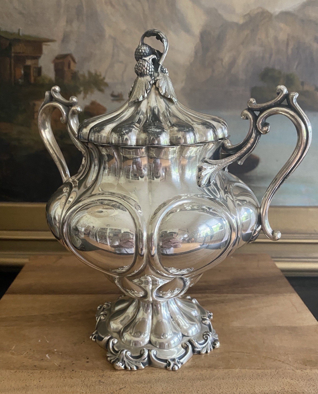 REED AND BARTON Victorian Lobed VESSEL Acorn Finial Antique 1858-1870