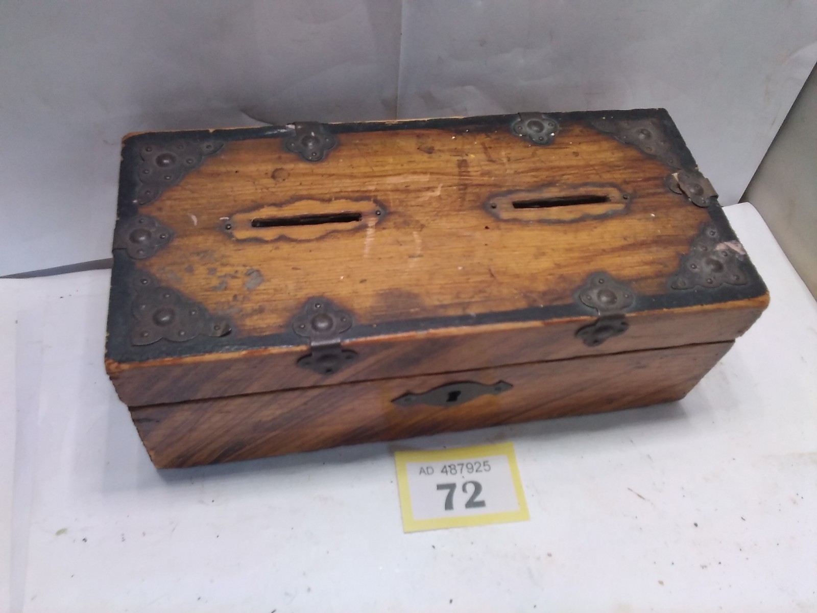 Antique Wooden Box Money Box Collection Box