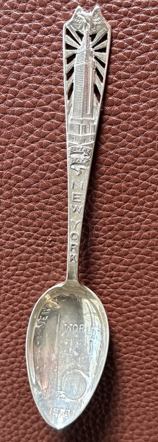 Empire State Building 1939 Worlds Fair New York 5.1″ Sterling Souvenir Spoon 17g