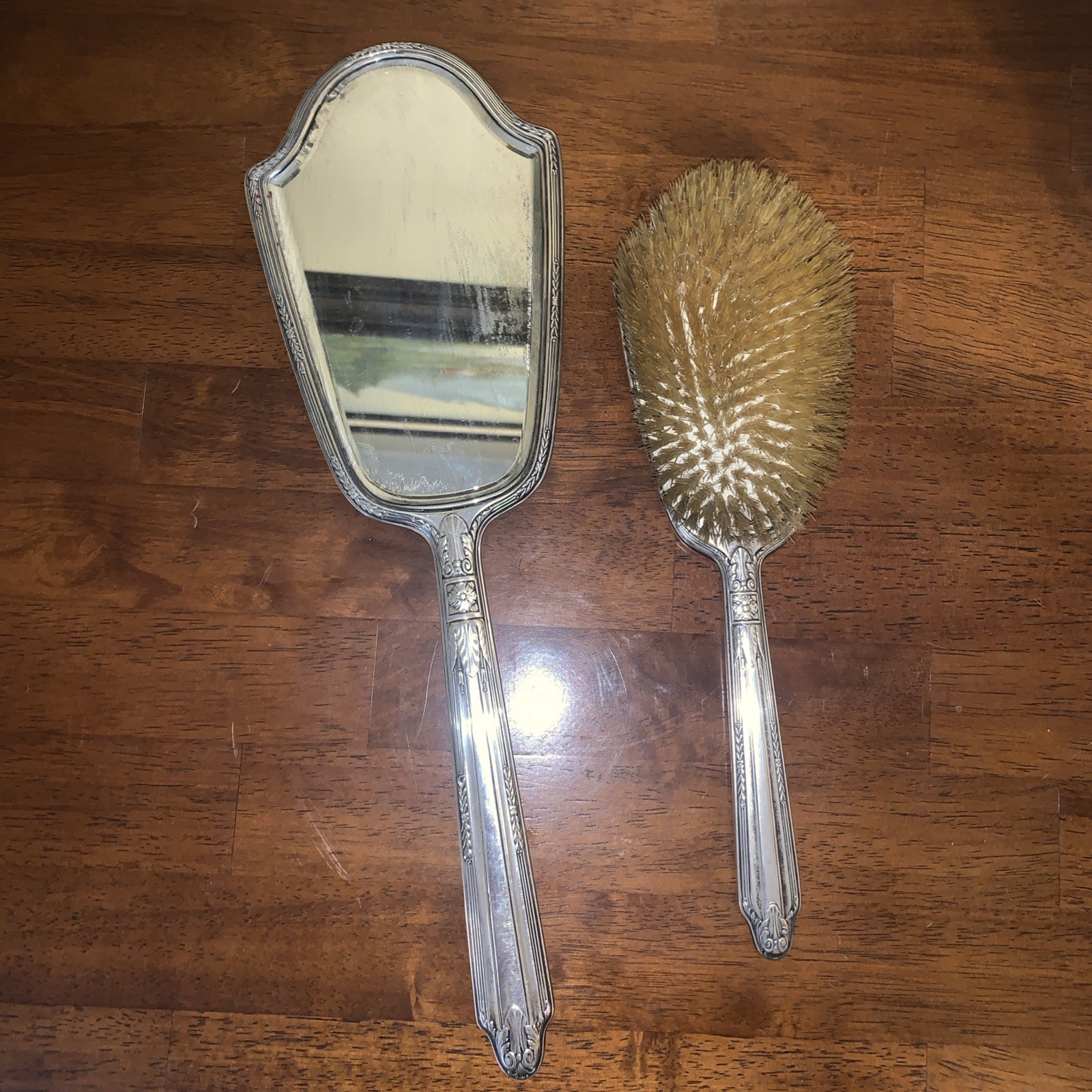 Gorham Sterling 15 Vanity Set Mirror And Brush Monogrammed AD