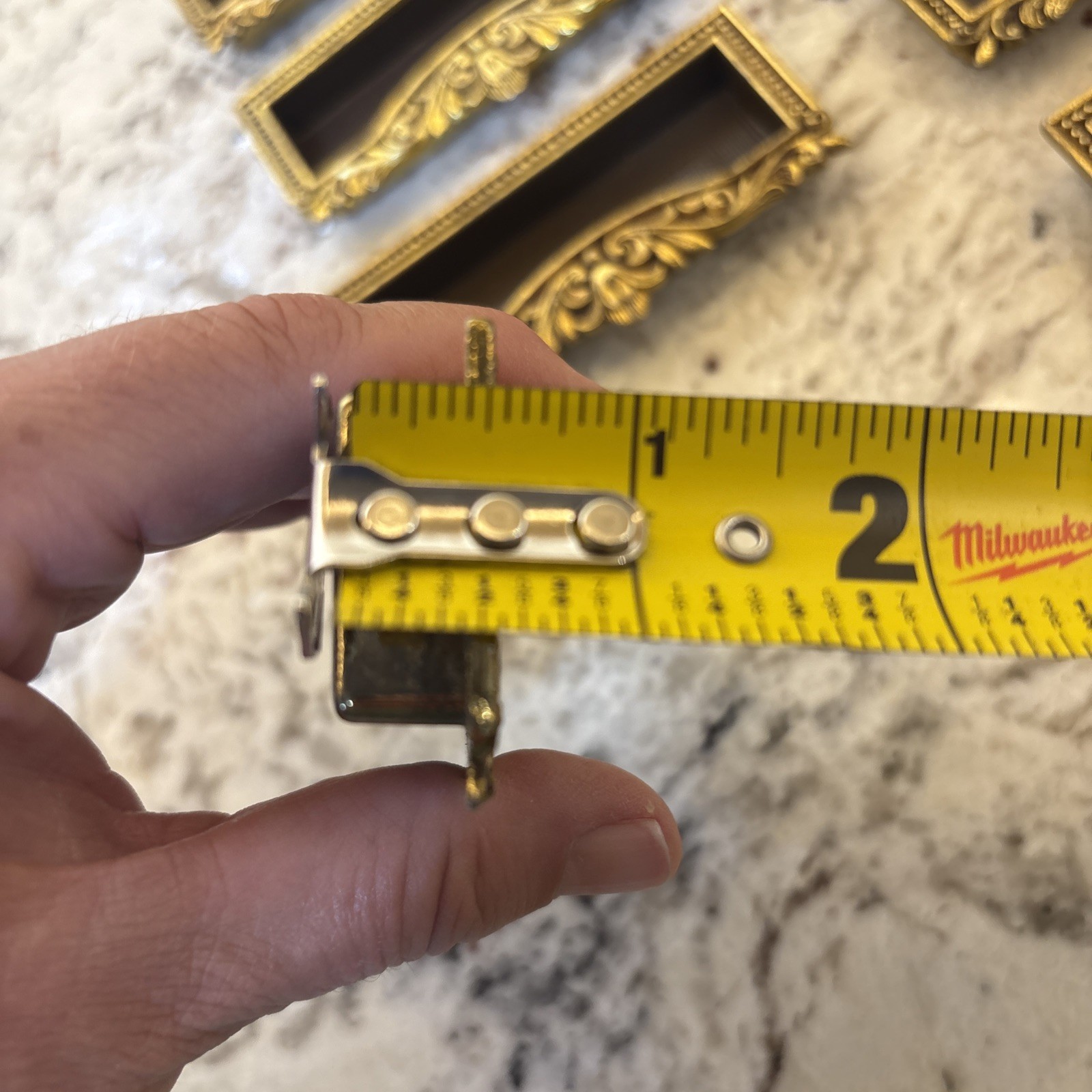8 VTG Vcr Italy Brass Label Holder Drawer Pull French Provincial Rococo Hardware