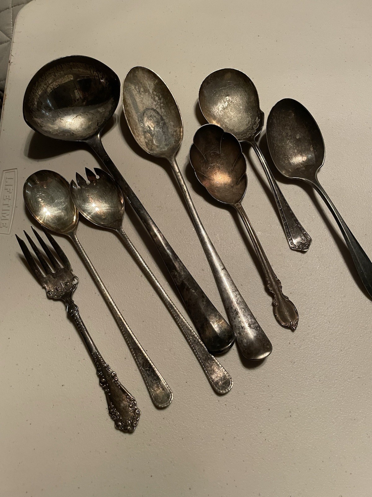 Antique Large Spoons Lot Of 8 Pieces