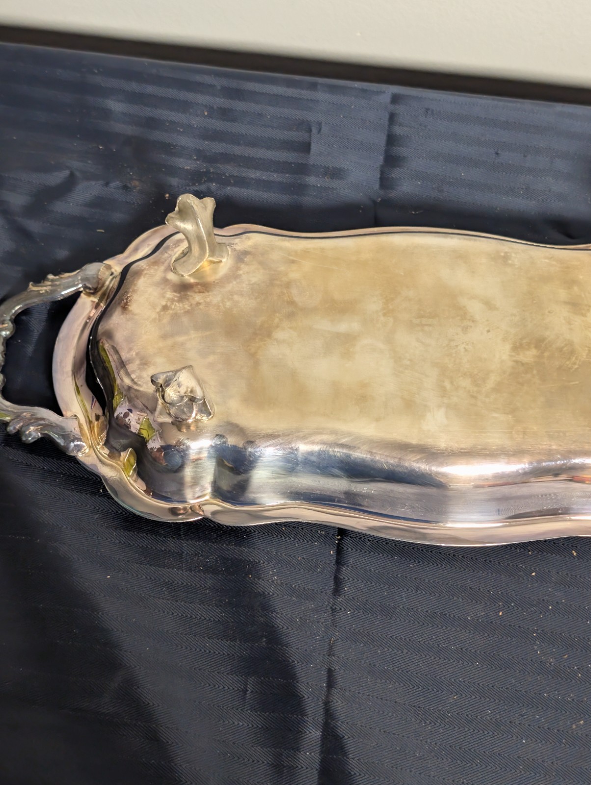 VTG F.B. Rogers Silver Co. Silver-Plated Serving Tray w / Handles & Footed Base