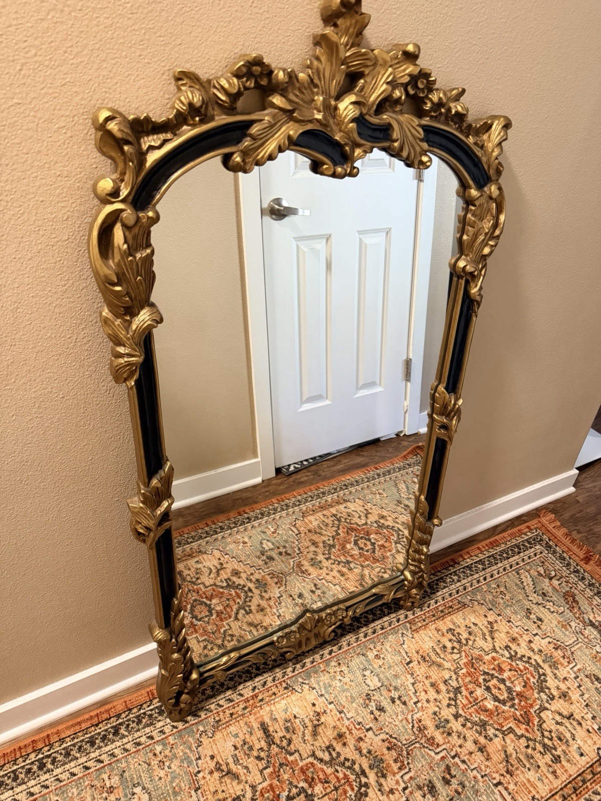 VTG Large Mirror Ornate Rococo Gold Gilt Baroque Hollywood Regency