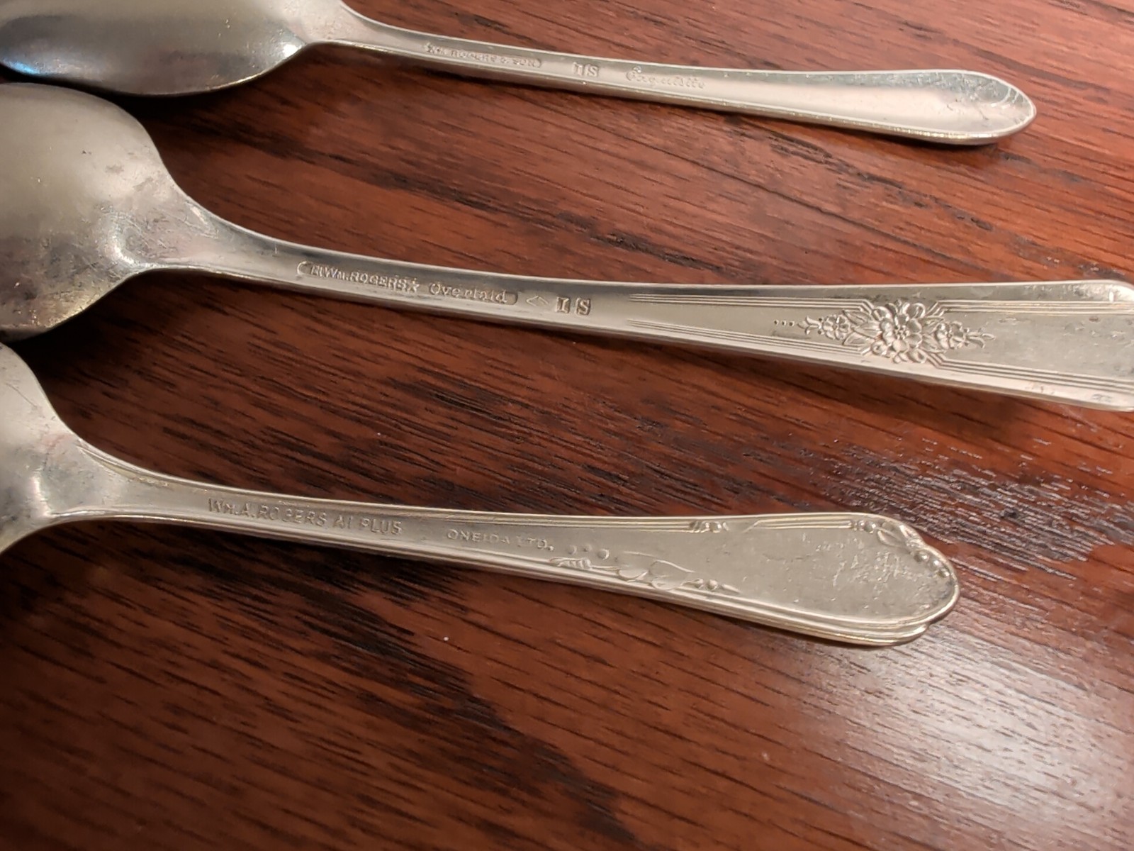 Rogers Set of 3 Spoons different patterns 1900-1940
