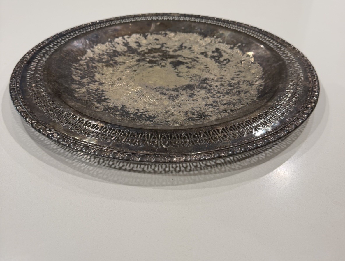 Vintage 15″ Reticulated Award Platter Serving Tray Engraved Ft. Bliss Choir 1965