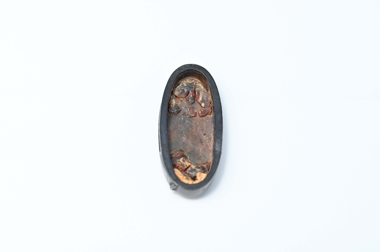 Fuchi Kashira Japanese antique Mumei balloon flower design shakudo Edo era