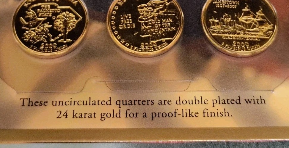 2000 24 KARAT GOLD COLLECTION UNCIRCULATED QUARTERS SetOf5+ HISTORY~SPECIAL LTED