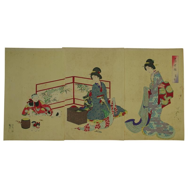 Japan antique woodblock print paper Ukiyoe chikanobu