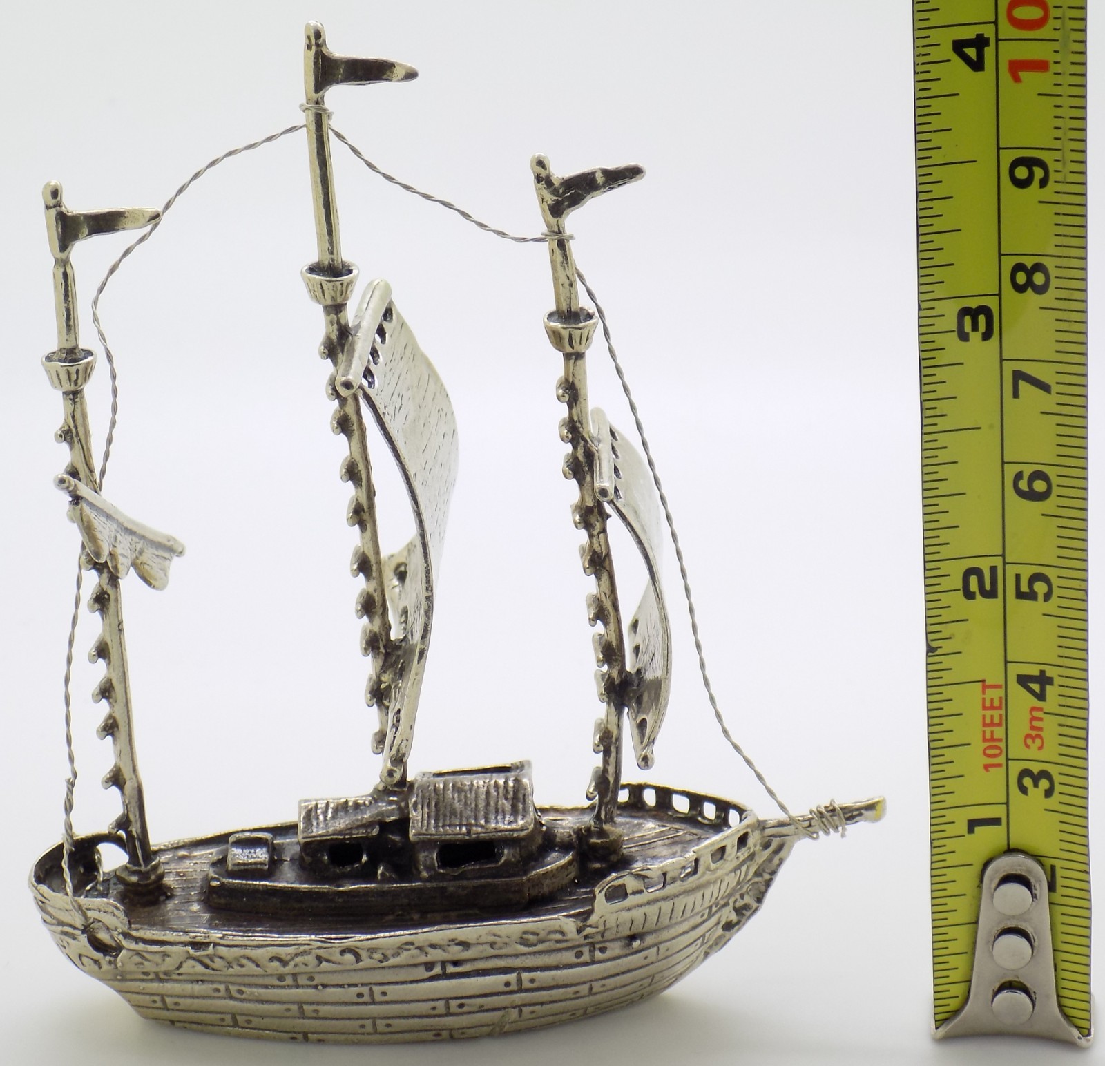 Vintage Italian Handmade Genuine Silver Galleon Sailing Ship Large Figurine