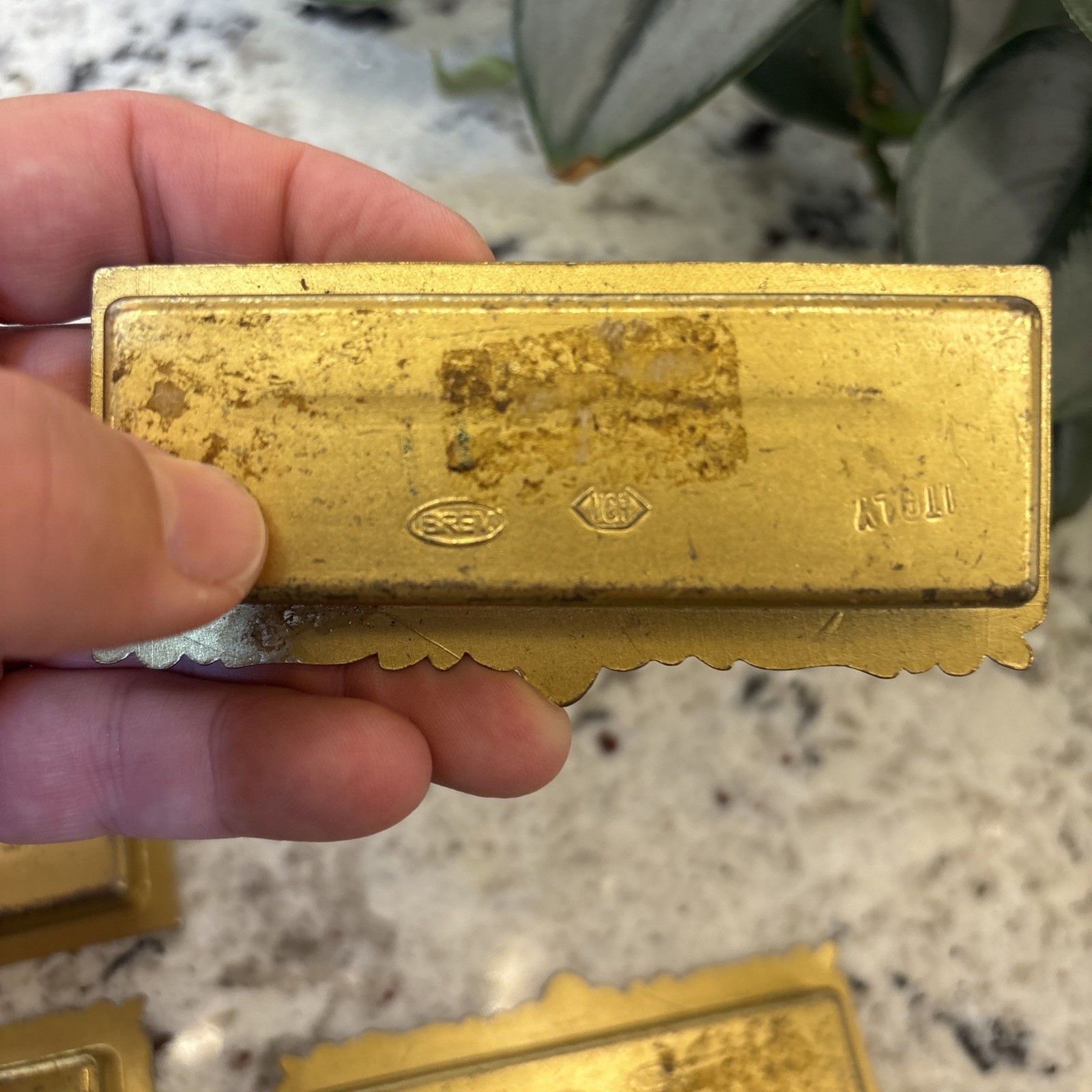 8 VTG Vcr Italy Brass Label Holder Drawer Pull French Provincial Rococo Hardware
