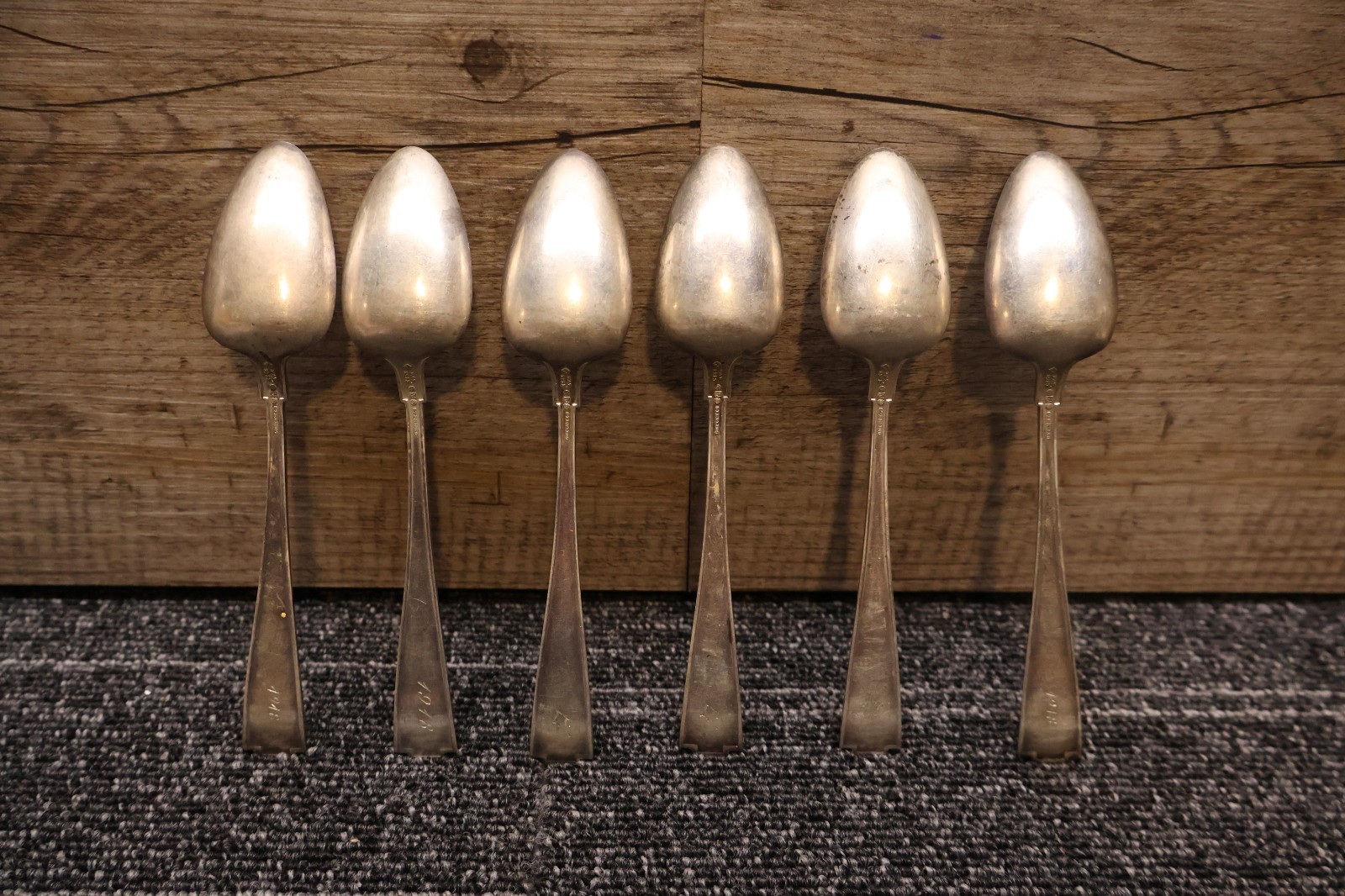 Gorham Etruscan Sterling lot of 6 spoons mono 1917 1918