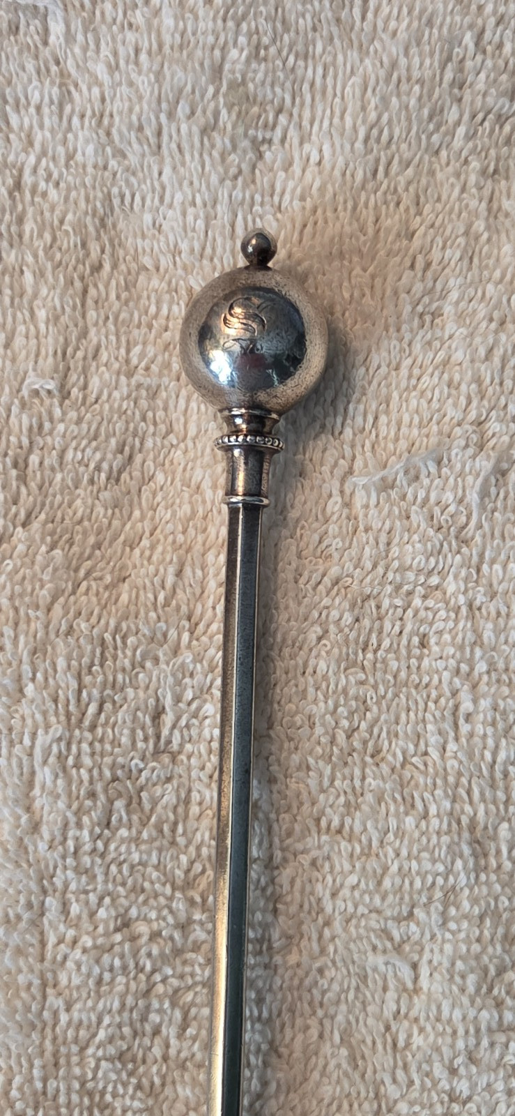 BALL END sterling silver CHEESE SCOOP by George Sharp “S” monogram 8 3/8″