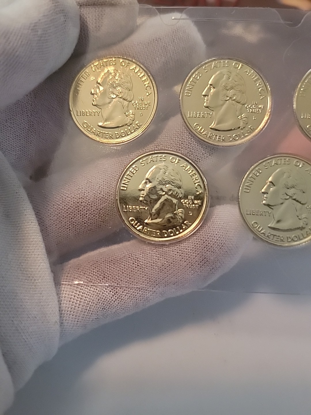 2007 24 KARAT GOLD COLLECTION UNCIRCULATED QUARTERS SET OF FIVE “RARE”