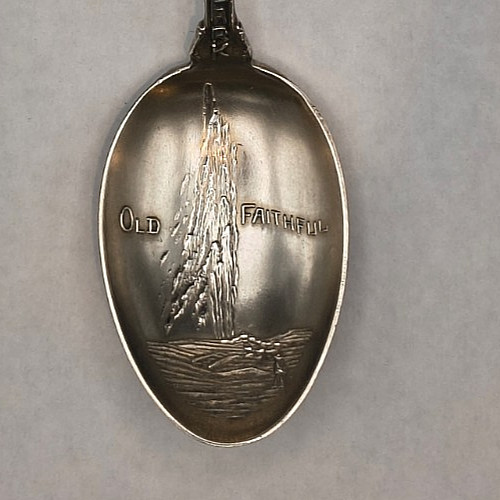 Sterling Silver Souvenir Spoon-Old Faithful | Yellowstone Park
