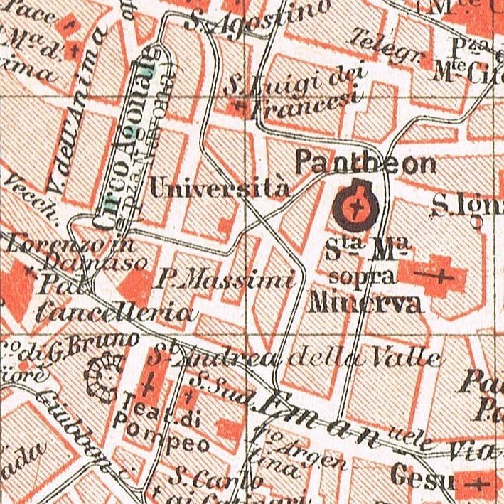 ROME Original Antique map plan 1899 DATED ITALY Repubblica Italiana VATICAN CITY