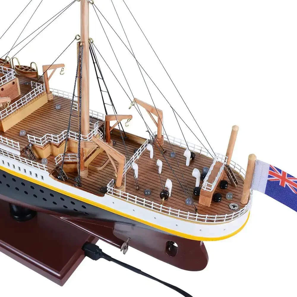 RMS Titanic Ocean Liner w/ Lights 32″ Wood Model White Star Line Cruise Ship New