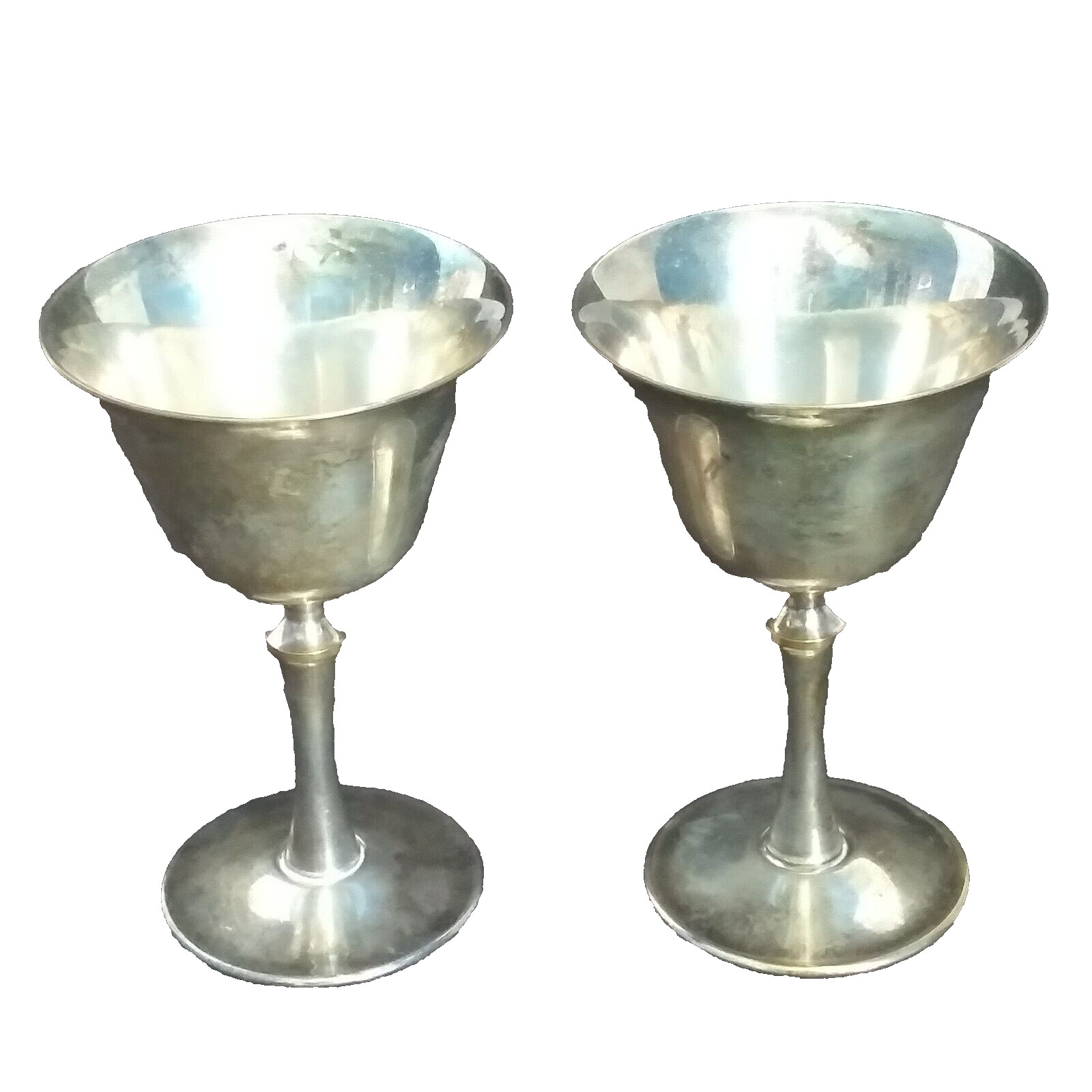 Vintage De Uberti Champagne Wine Goblet Cup Silverplate Italy Set of 2 AS IS