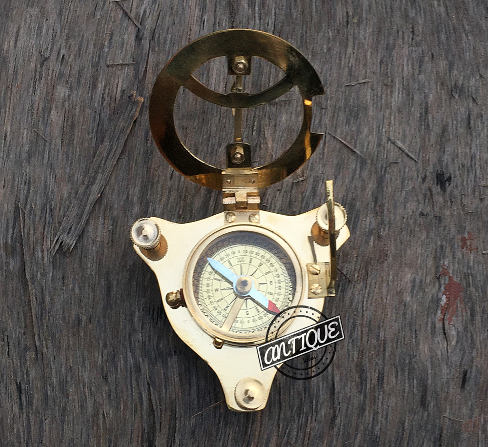 Vintage London west maritime antique SUNDIAL COMPASS brass nautical Christmas Gi
