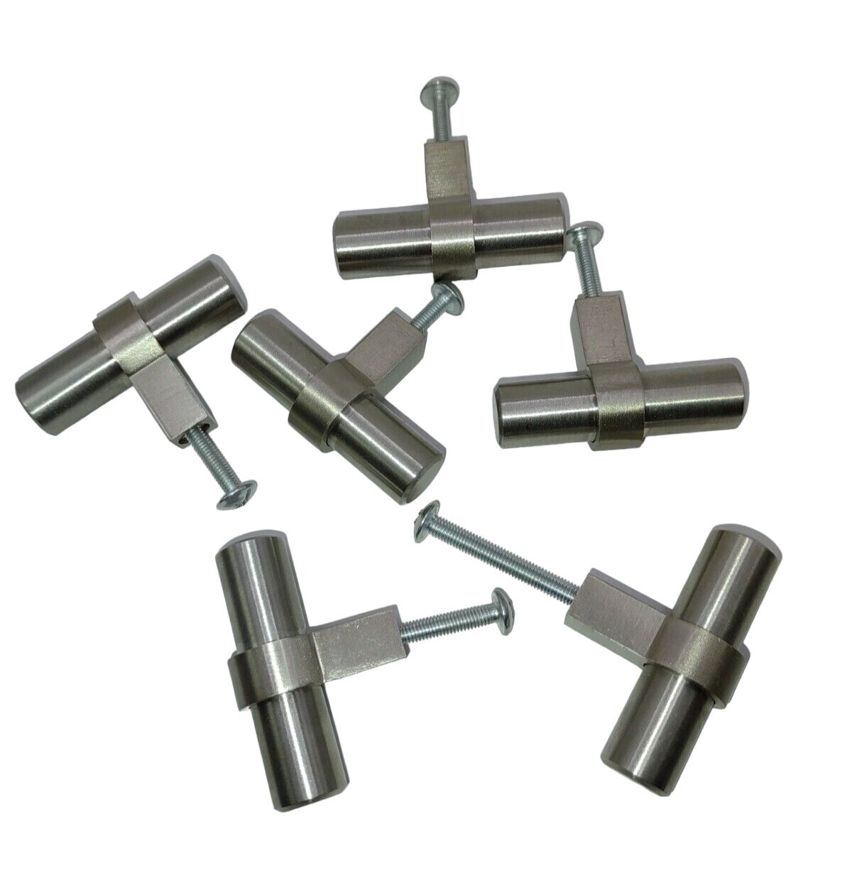 6 Cylinder Stainless Steel Mid Century Modern Style Drawer Cabinet Pulls 2″ L