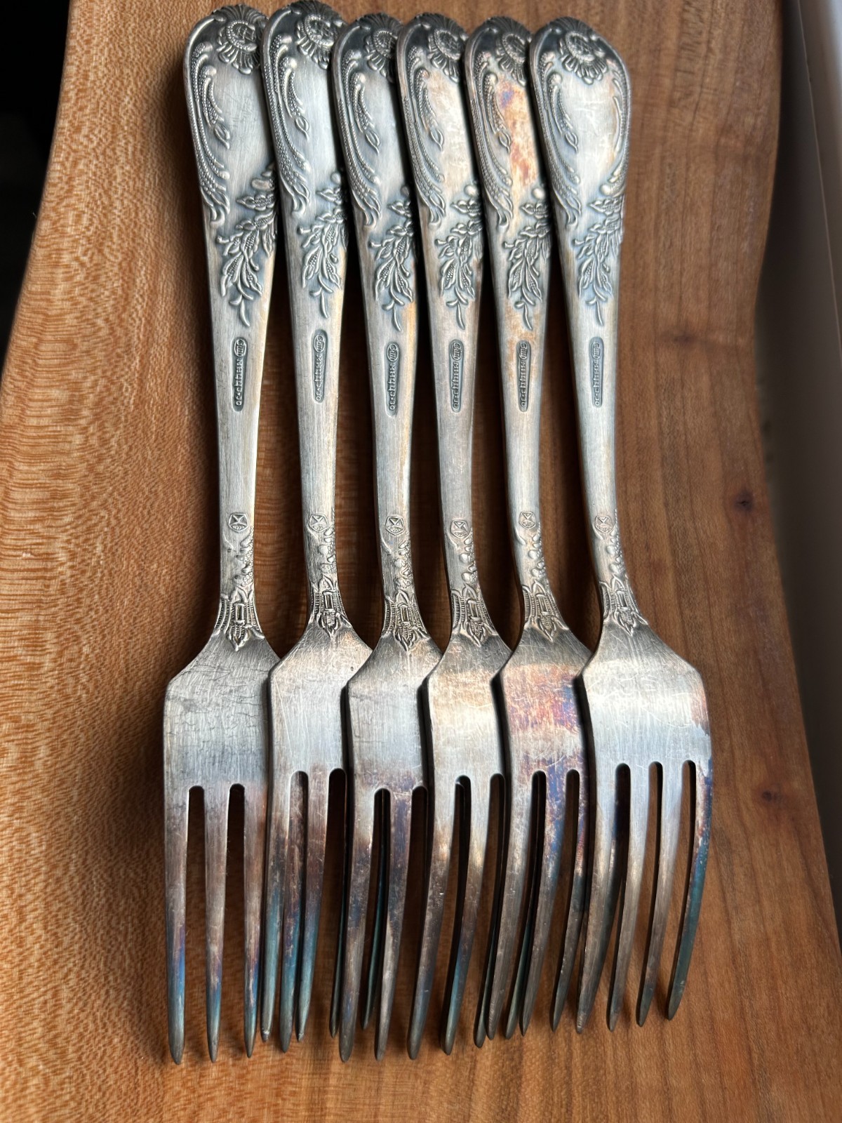 6 pcs Uncirculated Table Forks. Powerful Silvering. Quality Mark. MNC USSR
