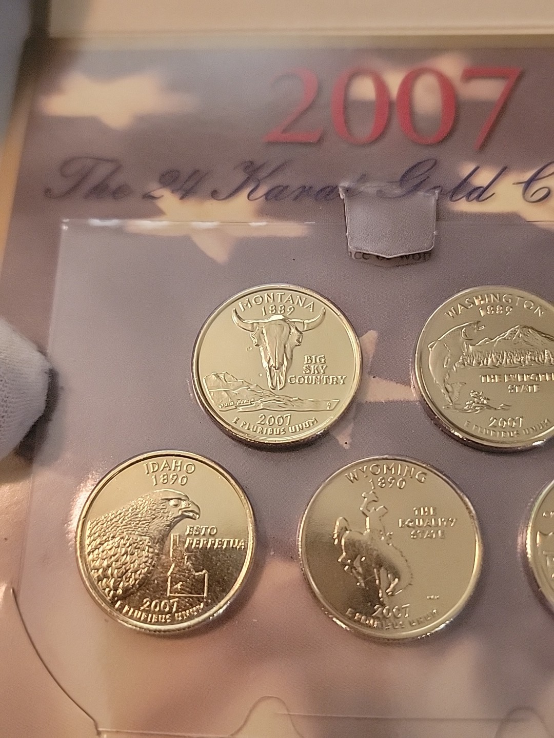 2007 24 KARAT GOLD COLLECTION UNCIRCULATED QUARTERS SET OF FIVE “RARE”