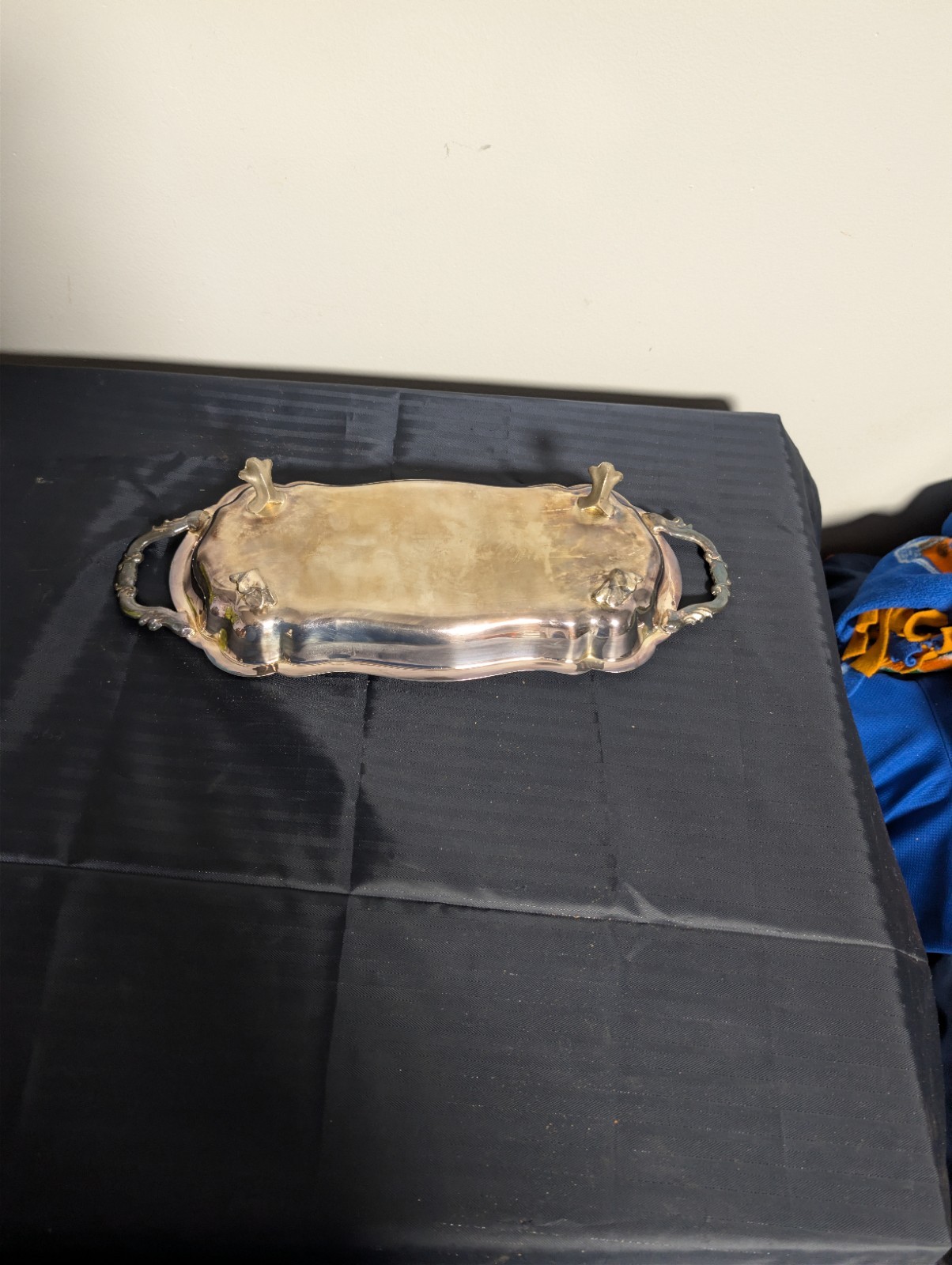 VTG F.B. Rogers Silver Co. Silver-Plated Serving Tray w / Handles & Footed Base