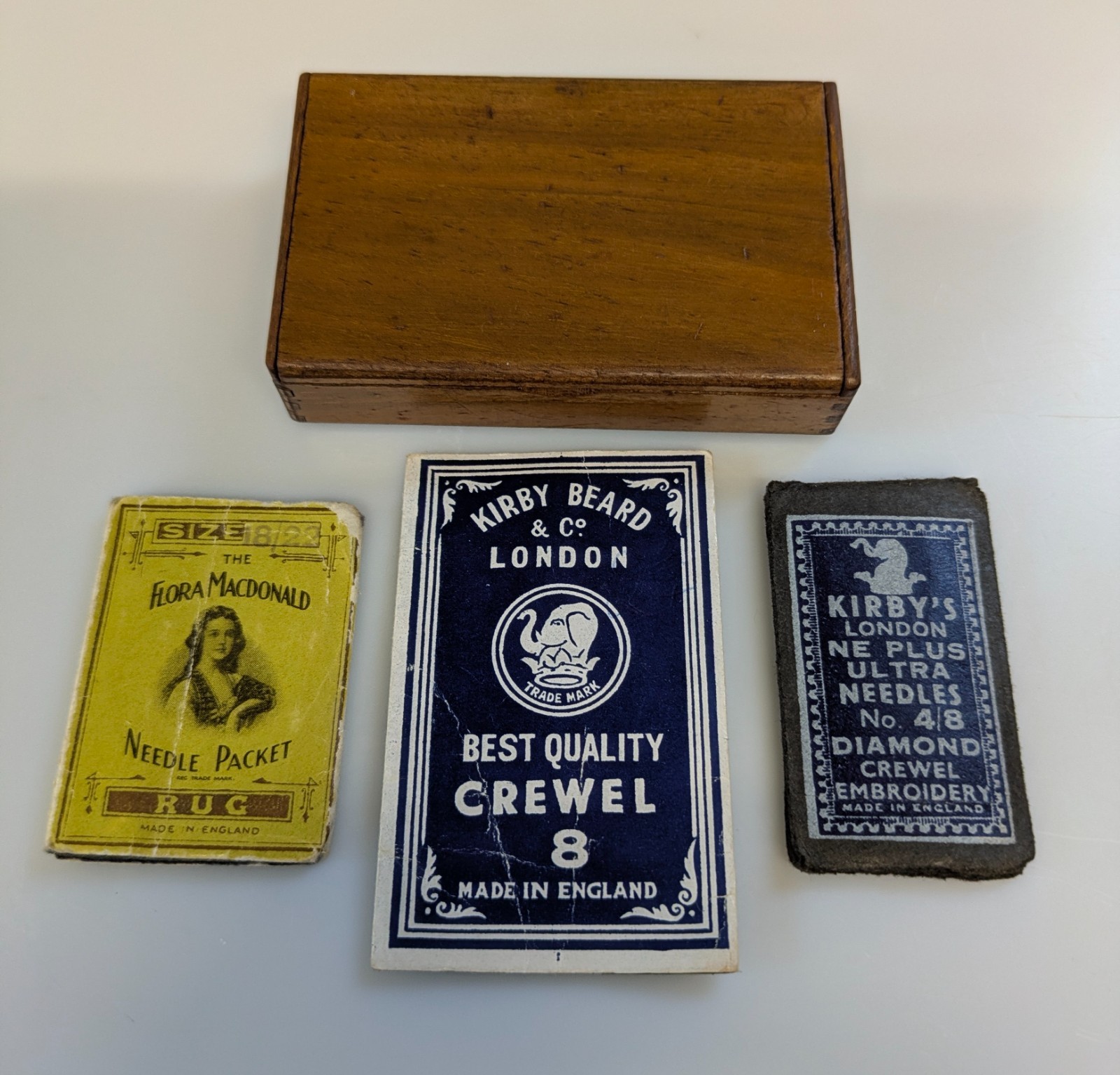 Antique Wooden GES GESCH Needle Box – Made in Austria + 3 Packs of Needles