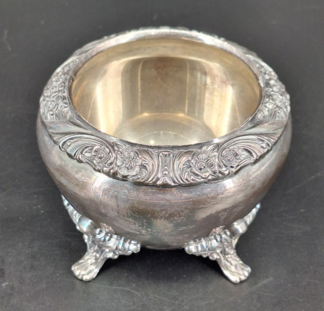 Vtg Heritage 1847 Rogers Silver Plated Footed Rose Bowl Open Sugar Bowl