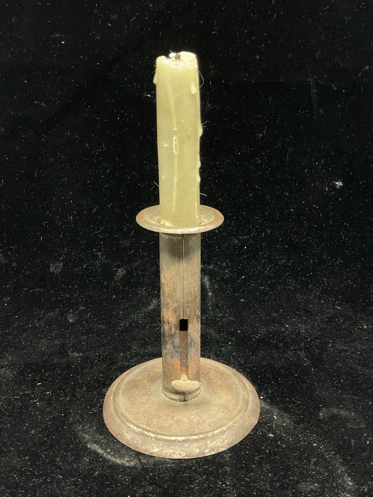 Antique Late 19th Century 1800s Hog Scraper Pushup Candlestick 5” Period Candle