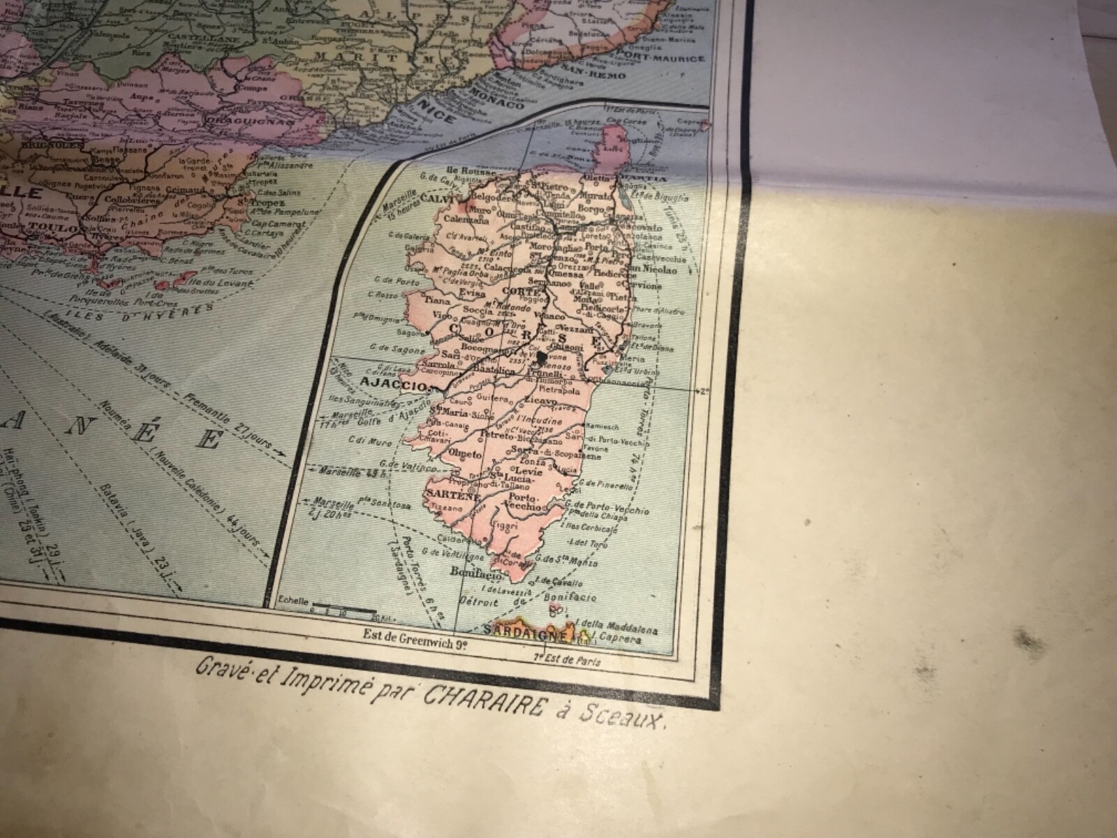 WW1 Nouvelle Carte France Map 41″ Alphonse Taride French Territories Belgique