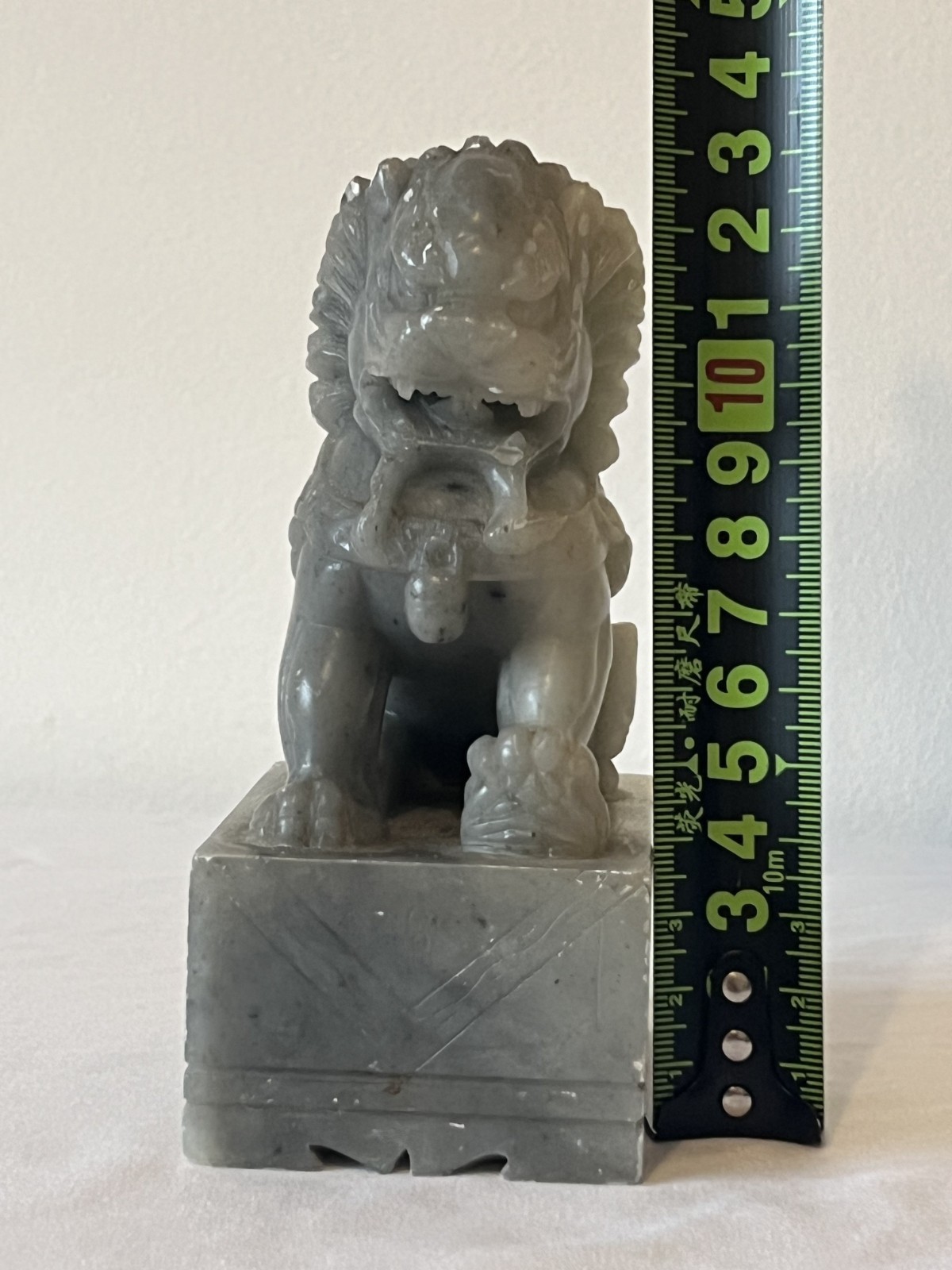 Chinese Carved Soapstone Foo Dog Guardian Lion Statue 12cm Figure 1950