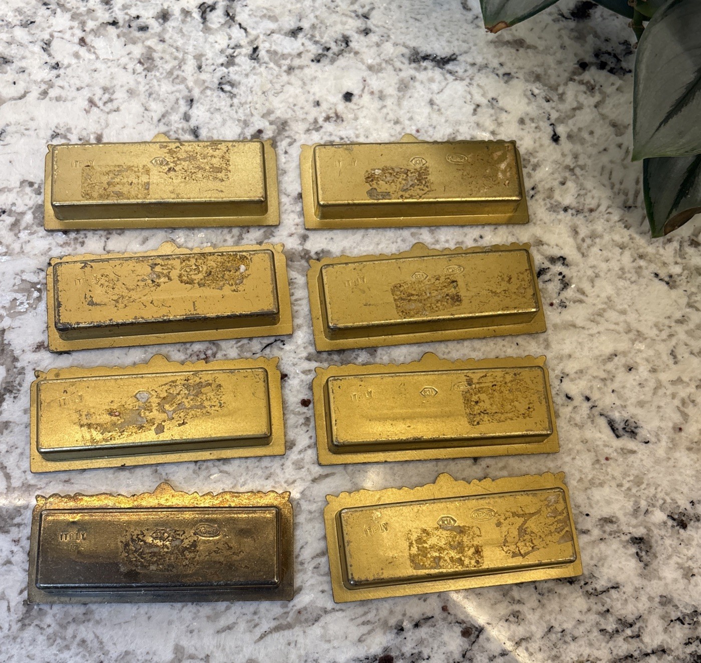 8 VTG Vcr Italy Brass Label Holder Drawer Pull French Provincial Rococo Hardware