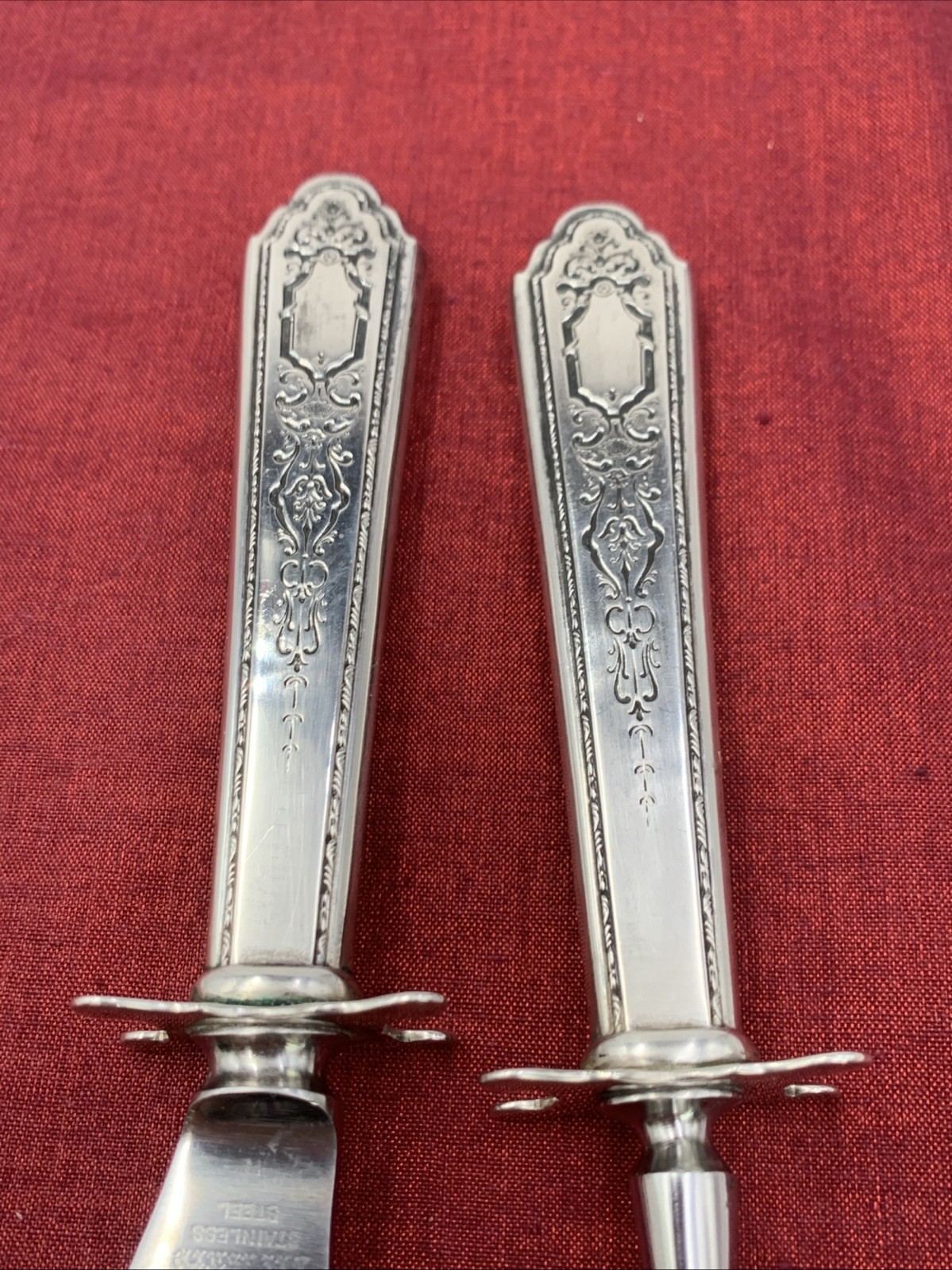 Mary II by Lunt Sterling Silver Handle Carving Knife & Fork MONO K