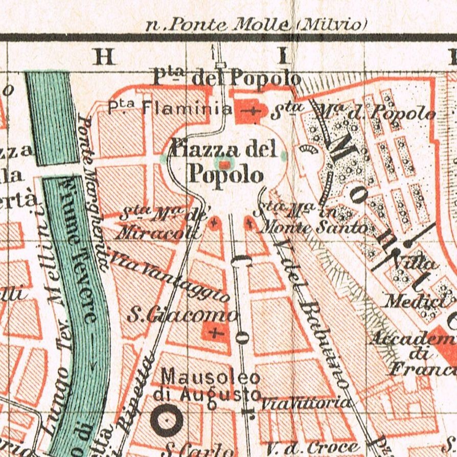 ROME Original Antique map plan 1899 DATED ITALY Repubblica Italiana VATICAN CITY
