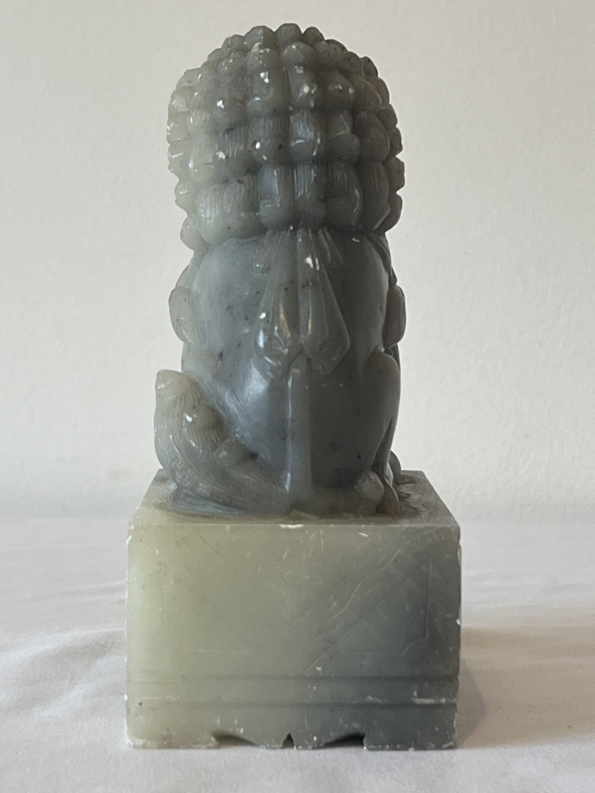 Chinese Carved Soapstone Foo Dog Guardian Lion Statue 12cm Figure 1950