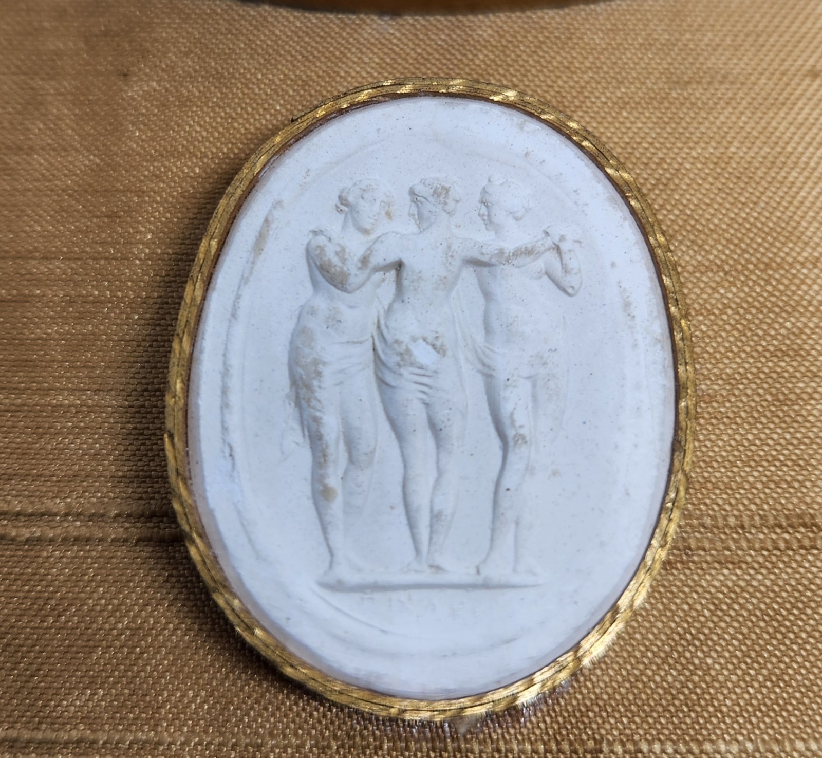 Antique Vintage Framed Grand Tour Plaster Intaglios Cameos Cameo Art Italy