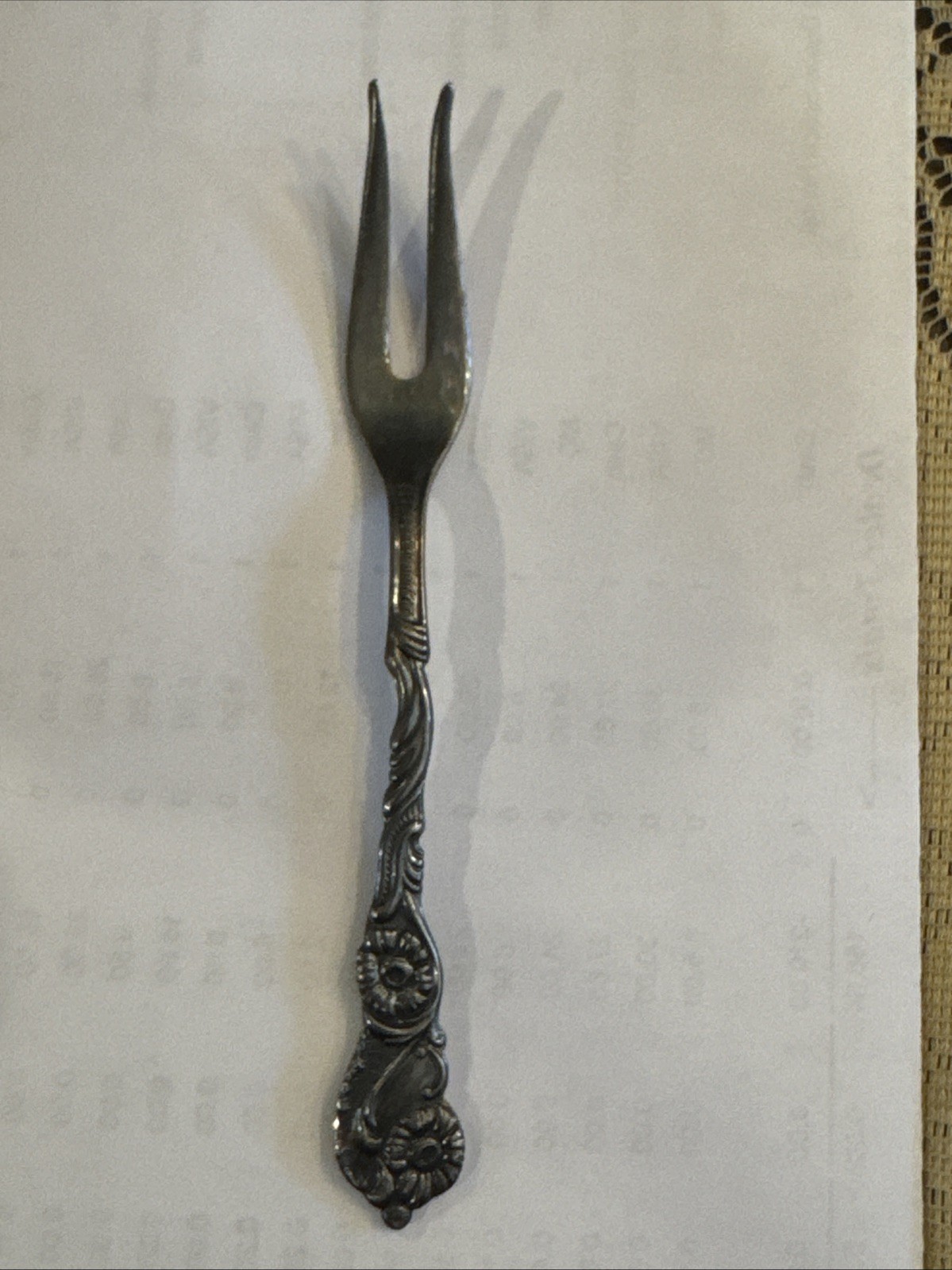 Nils-Johan Lemon Fork Silverplate Sweden Flowers Vintage 1950s