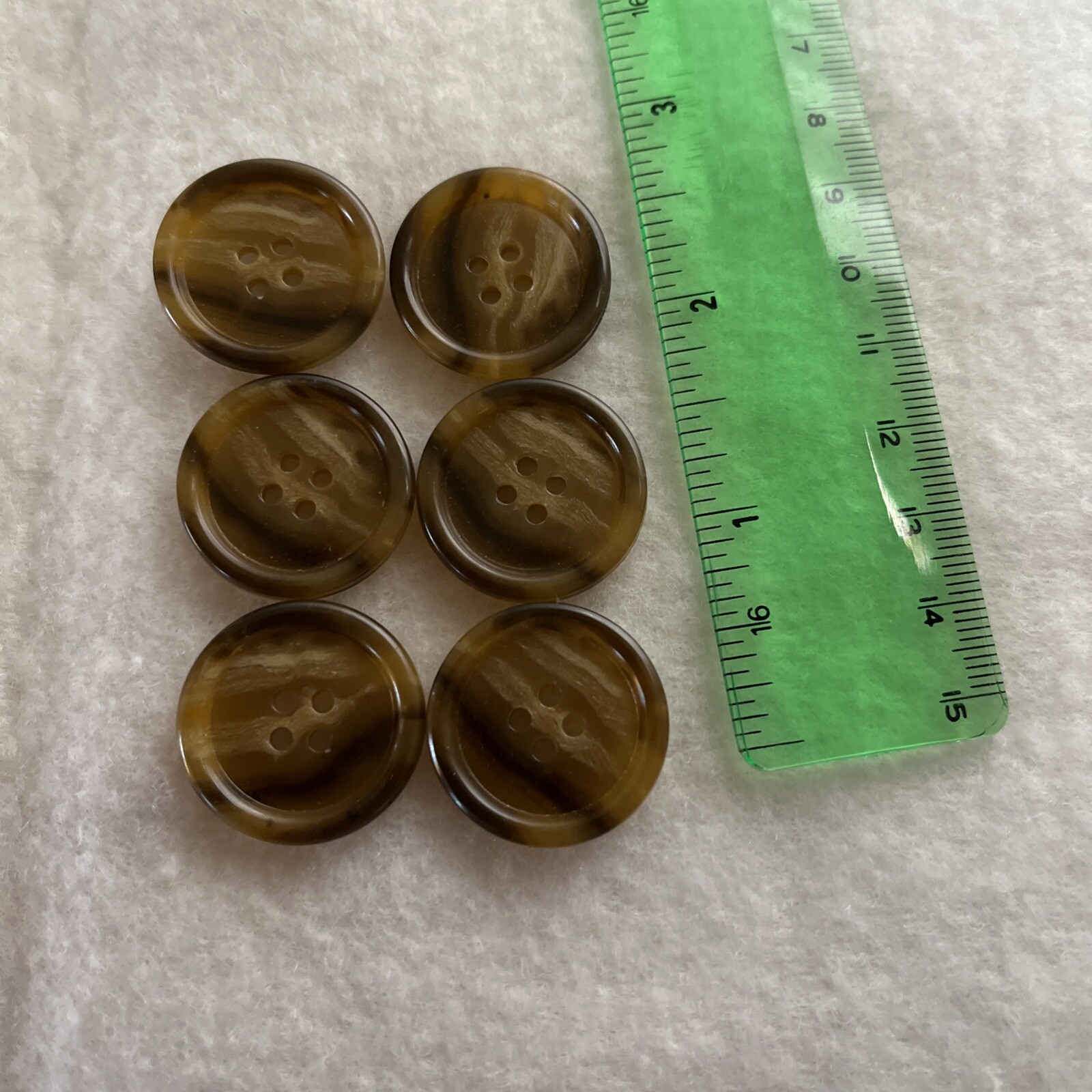6 Vintage Medium 1” 4-Hole Tortoise Shell Buttons, Matching, Many Available