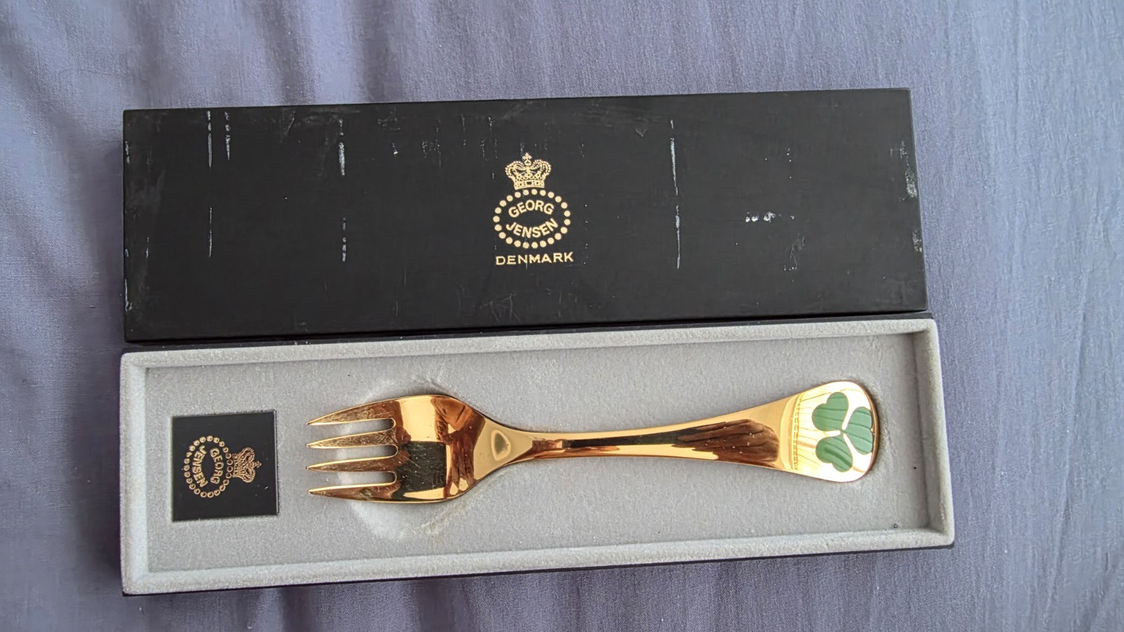 Georg Jensen Denmark Vintage Annual 1979 Sterling Silver Gilded Pastry/Cake Fork