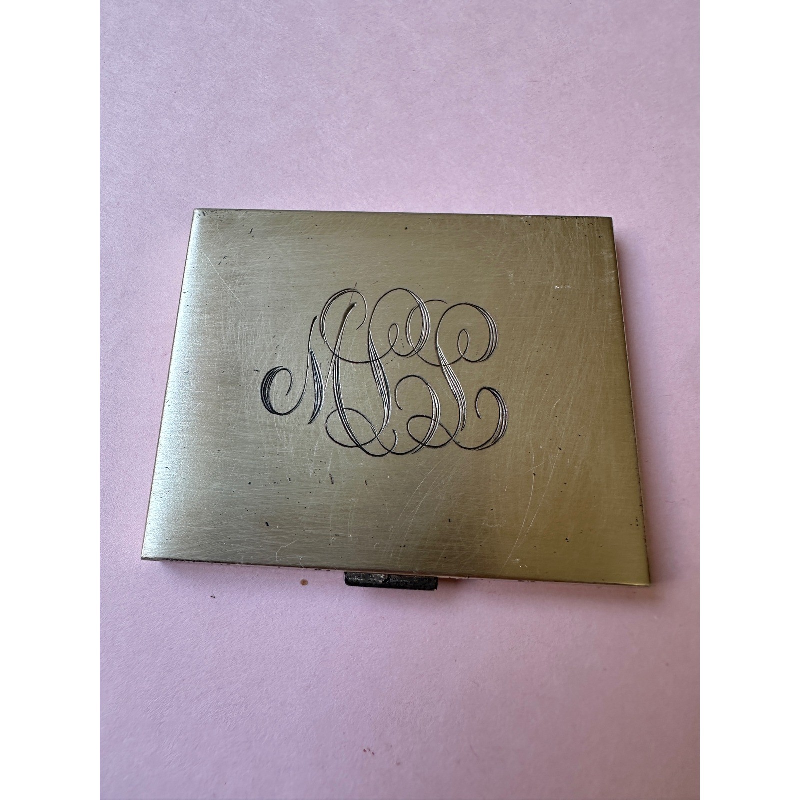 Vintage Elgin American Sterling Silver Makeup Compact Art Deco Monogrammed
