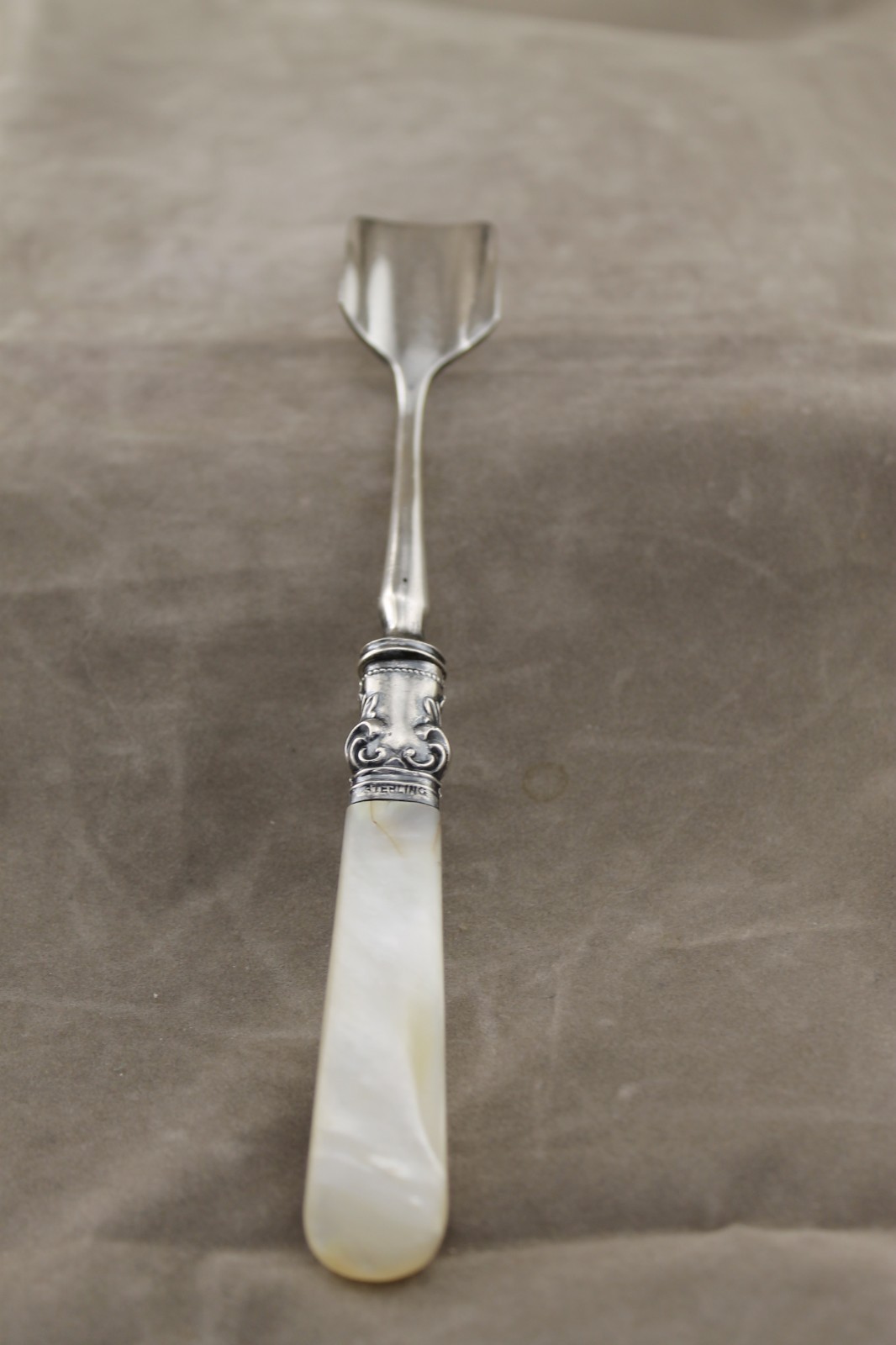Antique Made in England Mother of Pearl Handle Sterling Stilton Cheese Scoop
